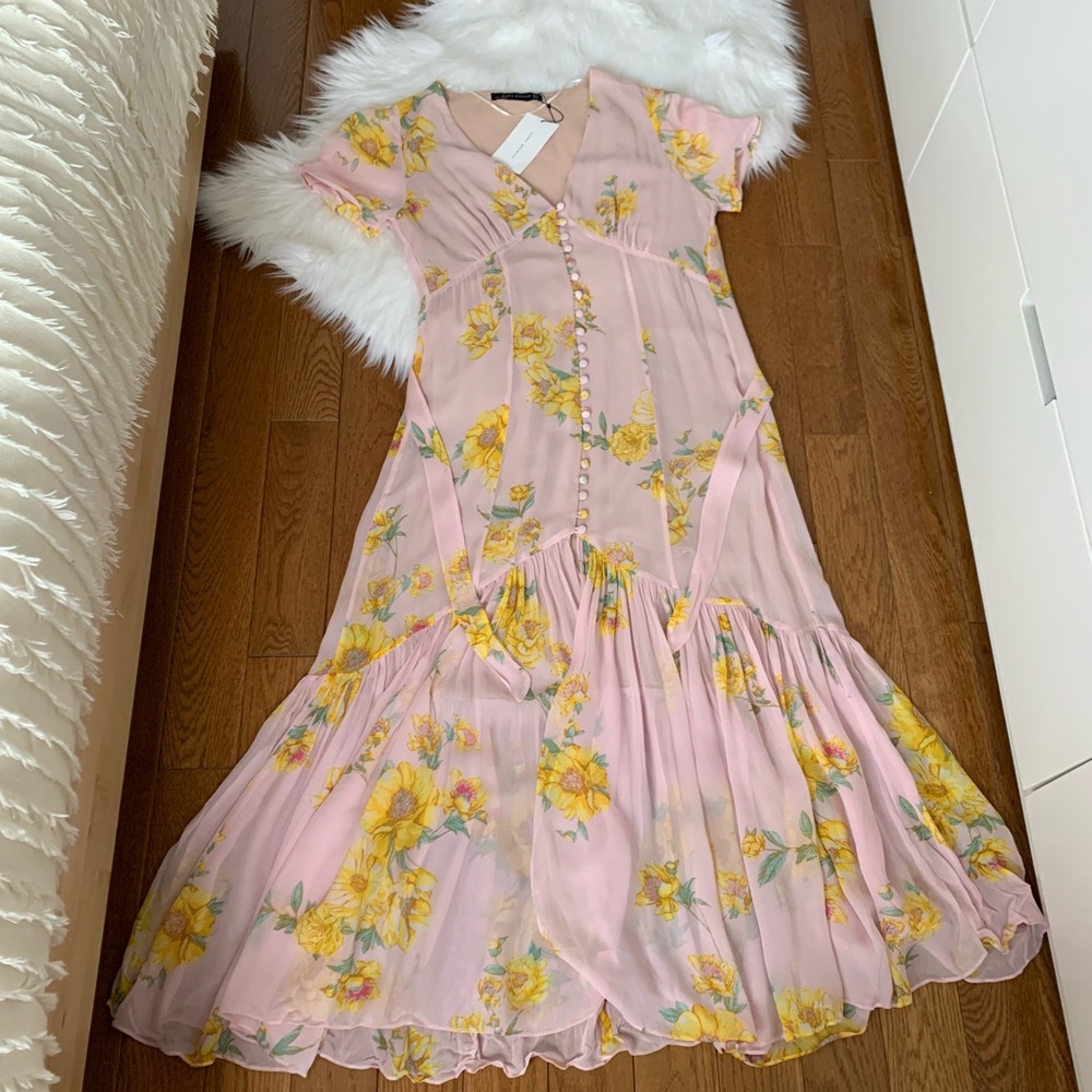 NWT | ZARA Flowy Boho Floral Midi Dress - Picture 6 of 8